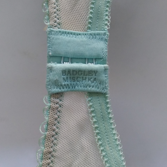 Badgley Mischka Satin Blue Black Lace Bra - Picture 5 of 6